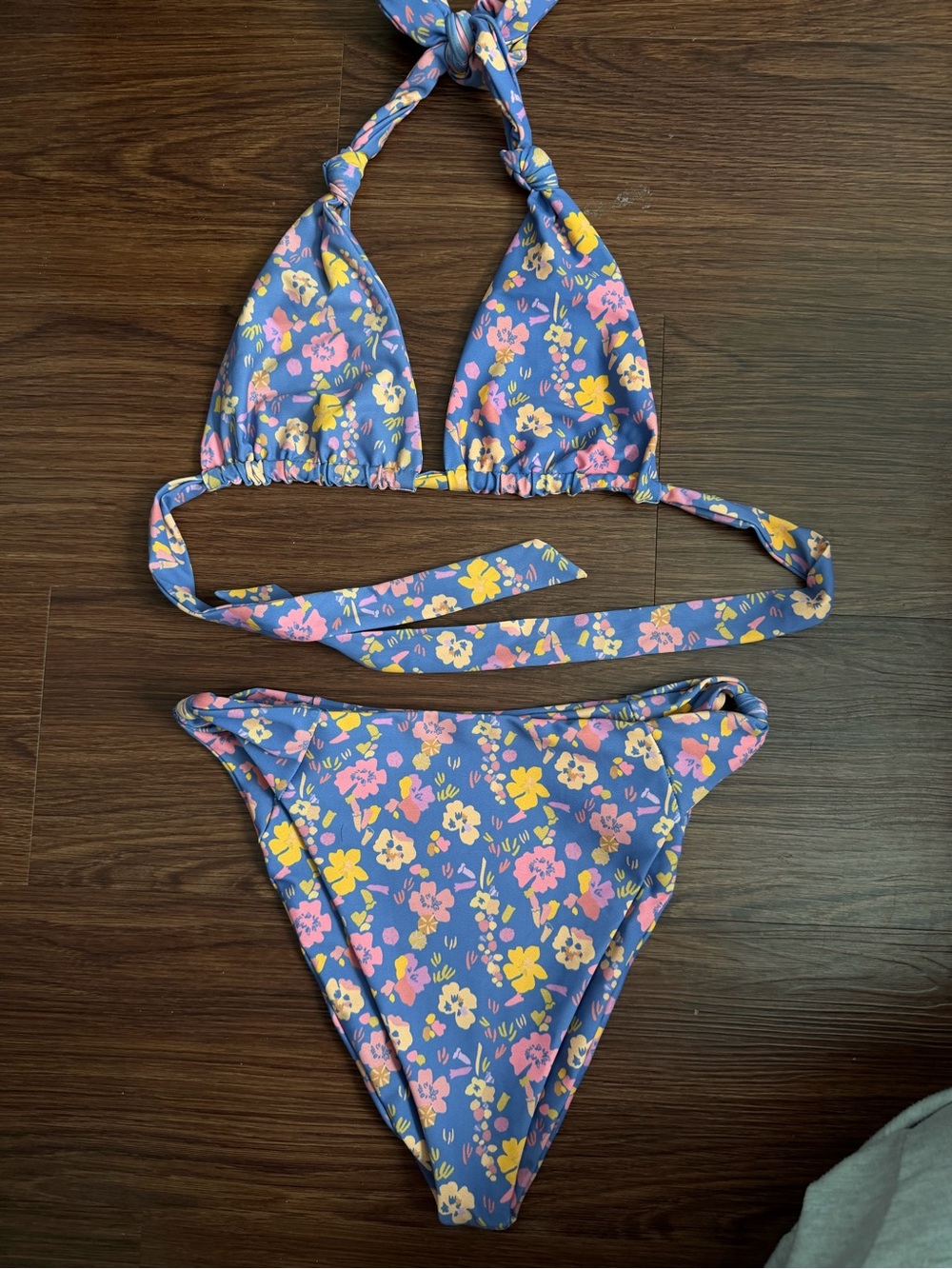Skatie Purple Floral Bikini Set with Yellow & Pink Flowers